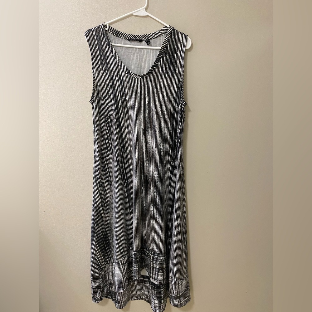 boho maxi dress size large black gray long hi lo sleeveless beachy going out